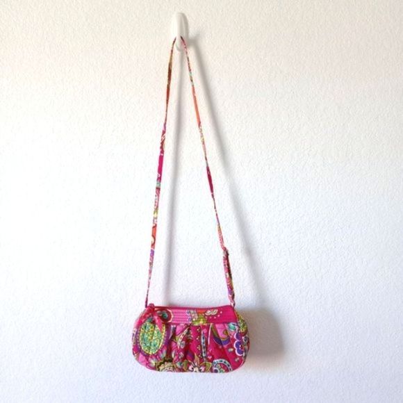 Vera Bradley Pink Swirls On The Go Shoulder Bag Adjustable Crossbody Handbag - Picture 1 of 12